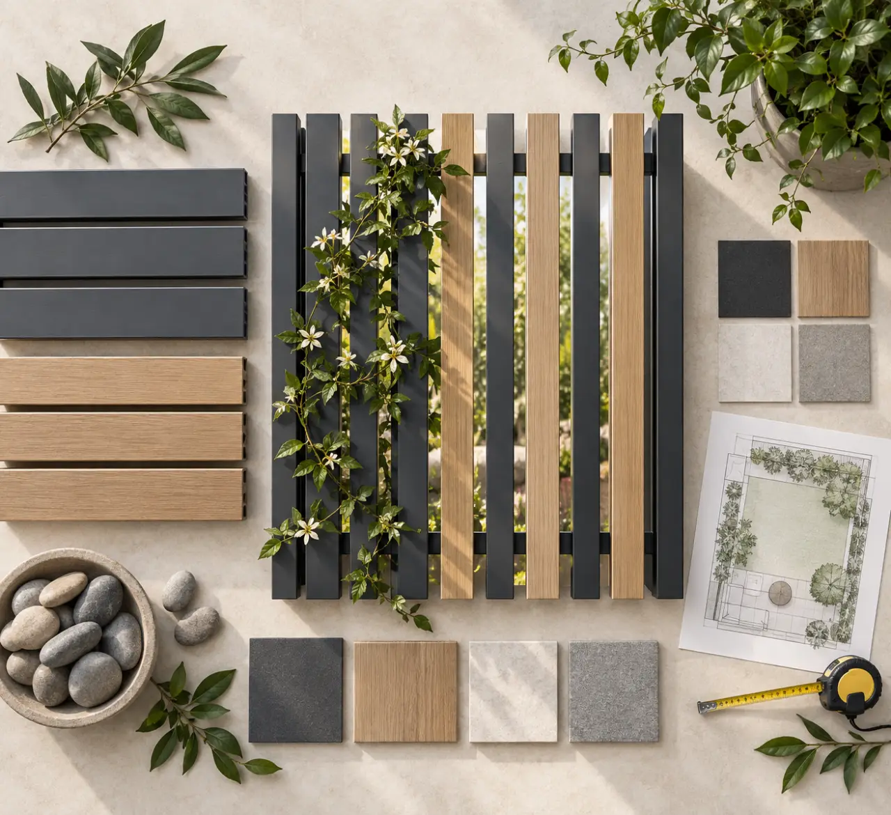 Une clôture de jardin moderne protège l’intimité sans fermer le jardin