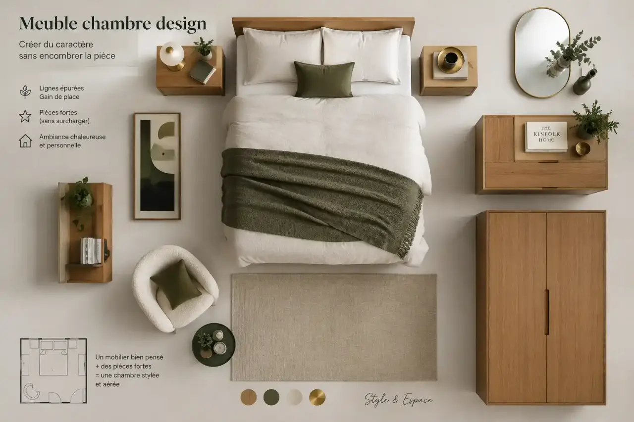 Meuble chambre design : créer du caractère sans encombrer la pièce