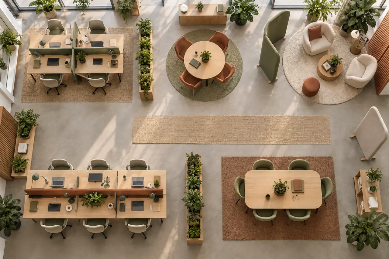 Décorer un open space sans sacrifier la concentration, la circulation ni le confort sonore