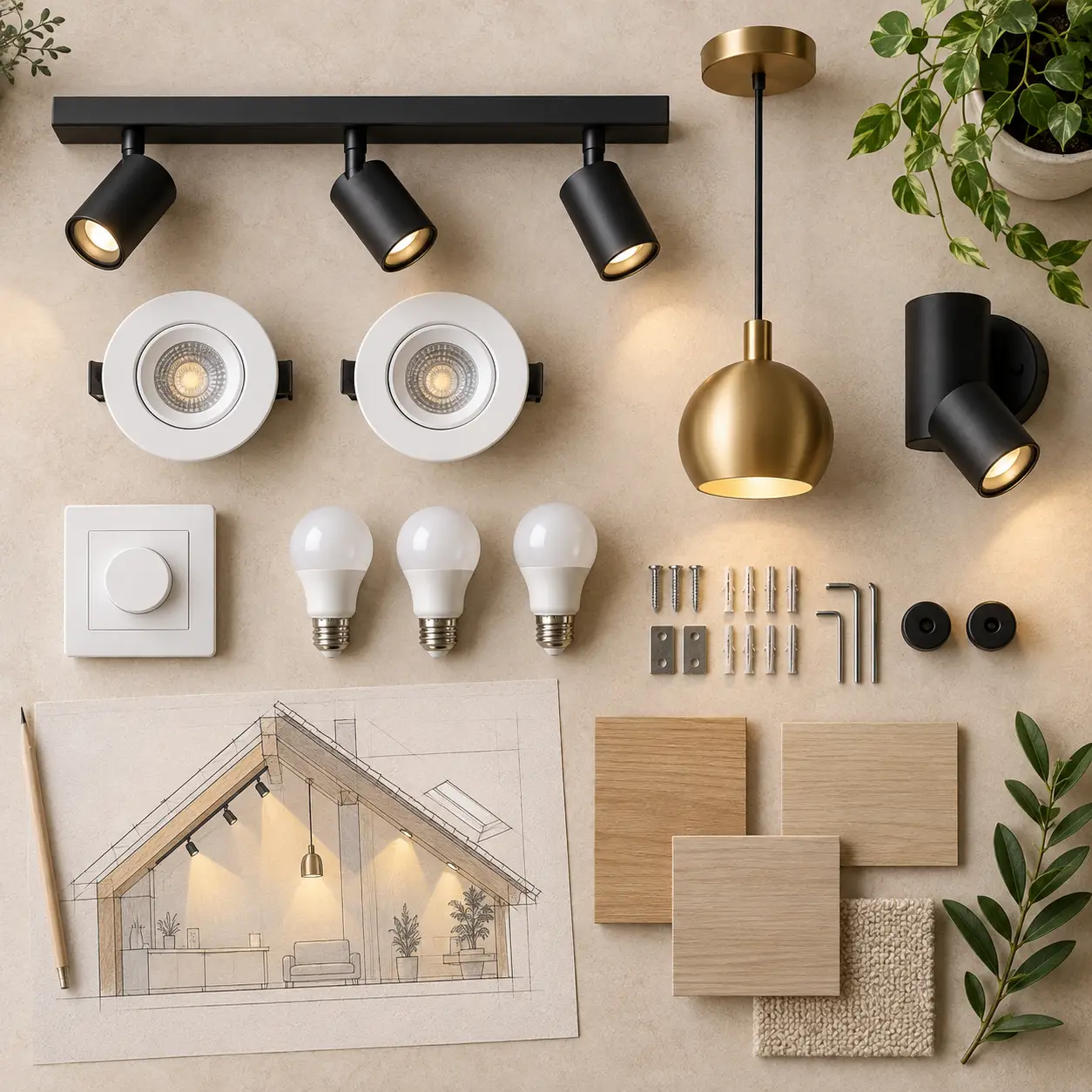 Luminaire plafond rampant : combinez plusieurs sources pour éclairer chaque zone