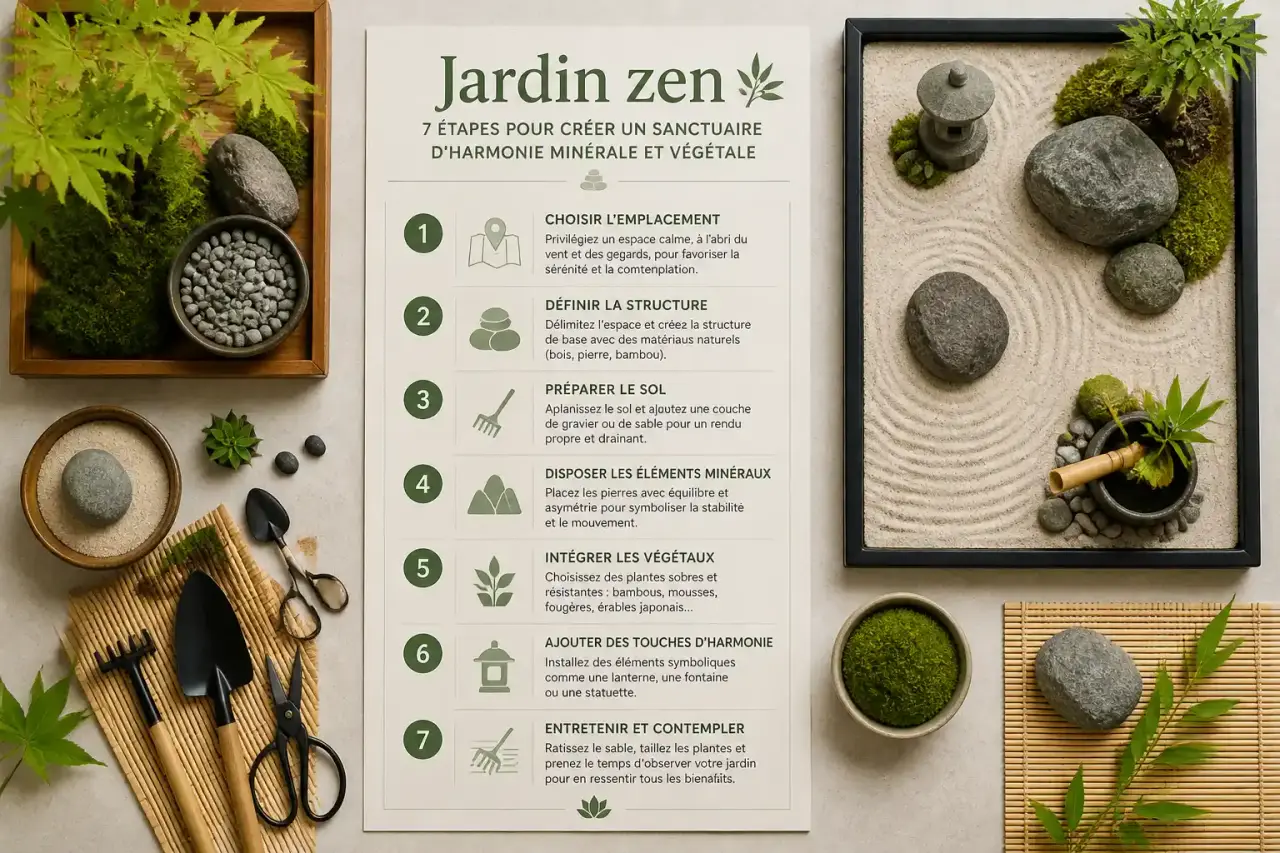 Jardin zen : 7 étapes pour créer un sanctuaire d'harmonie minérale et végétale