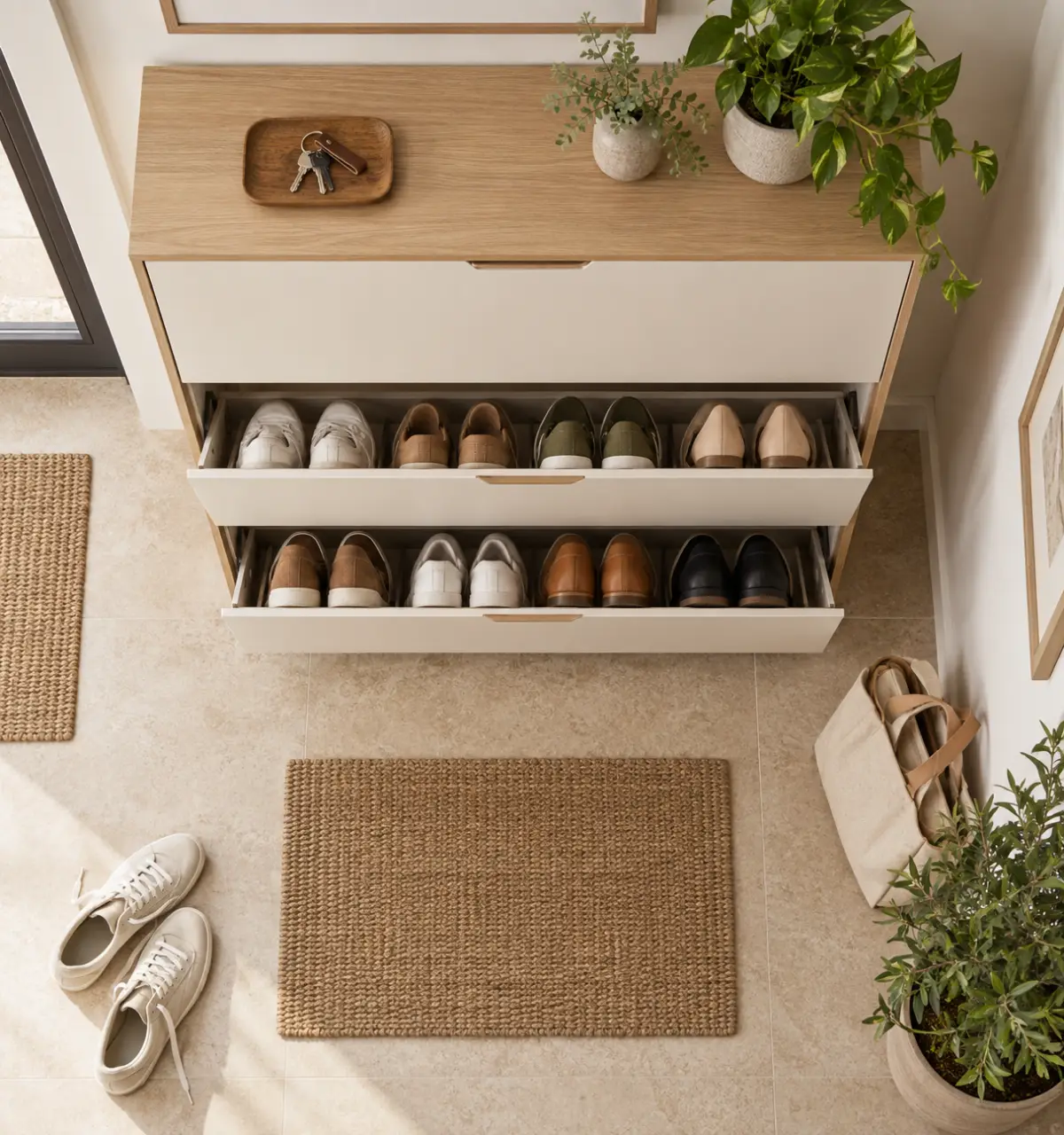 Meuble à chaussures design : 33 cm pour libérer l’entrée sans perdre en rangement