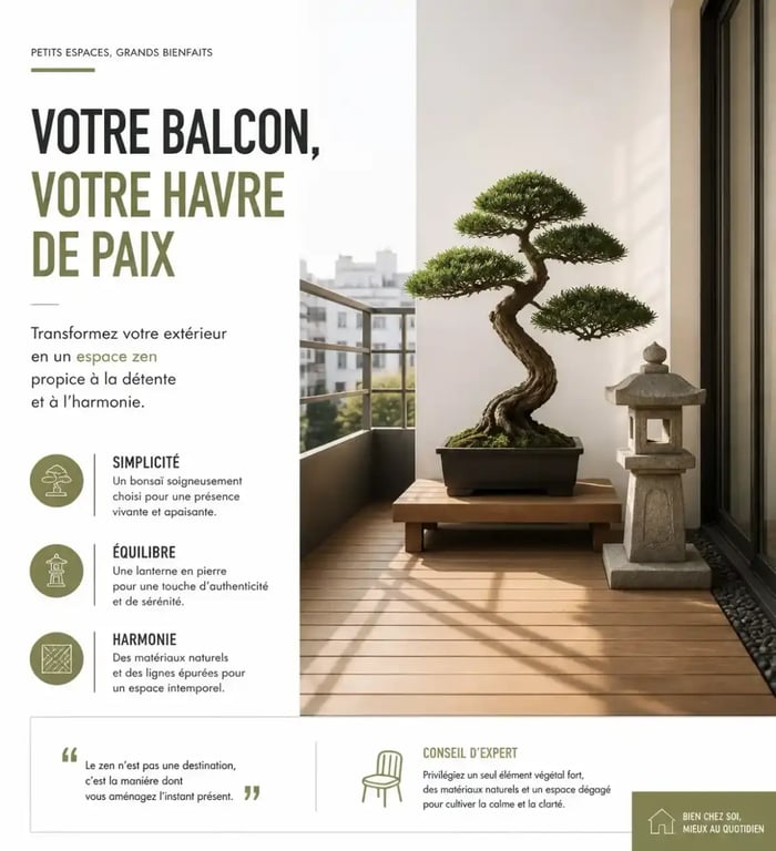 Idée de décoration jardin zen sur un petit balcon urbain