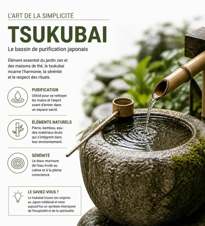 Fontaine en bambou tsukubai pour une décoration jardin zen apaisante